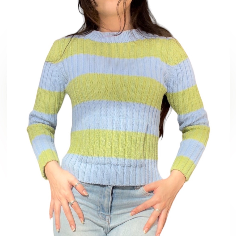 Green & Blue Glitter Knit Sweater by Limited Too